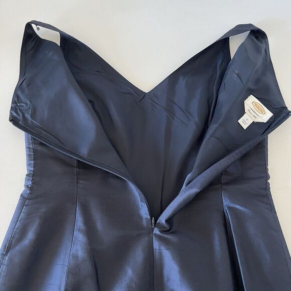 Talbots Pure Silk Dress Suit Womens 8 Blue Satin Two Piece Set Jacket Formal - Picture 8 of 16